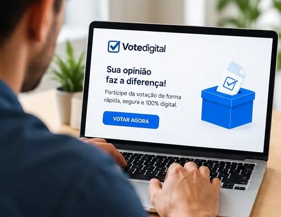 Pessoa votando online pelo computador na plataforma VoteDigital